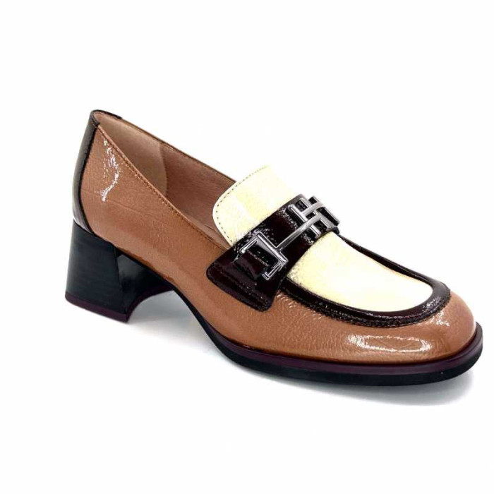 HISPANITAS Γυναικεία Μοκασίνια Loafers CHI243550 Milan Patent Leather wine-milk-almond