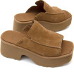 UGG NEW HEIGHTS SLIDE SUEDE LEATHER FLATFORM MULES  1167476-CHE