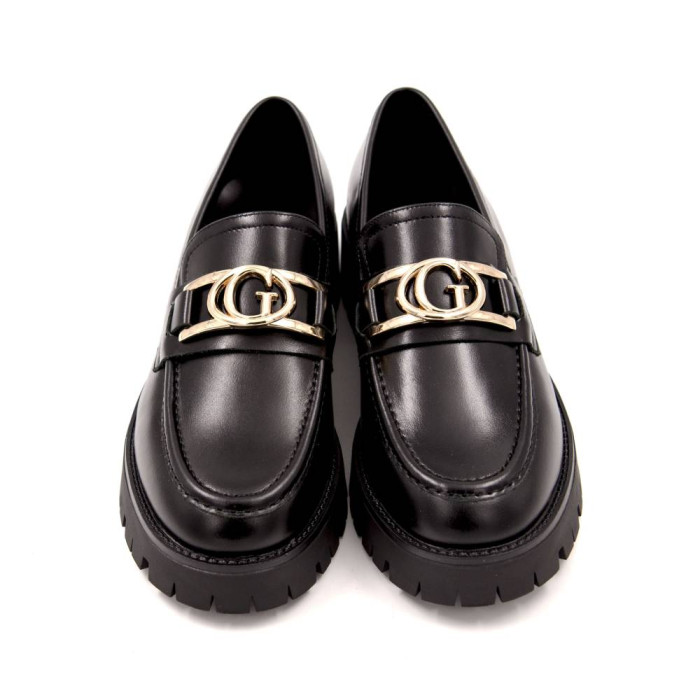 GUESS Γυναικεία Μοκασίνια Loafers ILARY ΜΕ ΧΡΥΣΗ AΓΚΡΑΦΑ ΔΕΡΜΑΤΙΝΑ FL7ILRLEA14