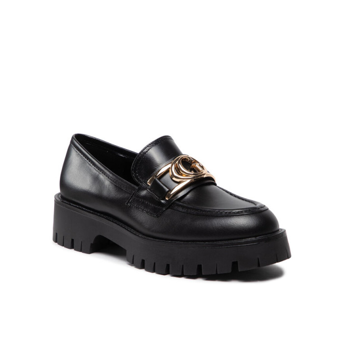 GUESS Γυναικεία Μοκασίνια Loafers ILARY ΜΕ ΧΡΥΣΗ AΓΚΡΑΦΑ ΔΕΡΜΑΤΙΝΑ FL7ILRLEA14